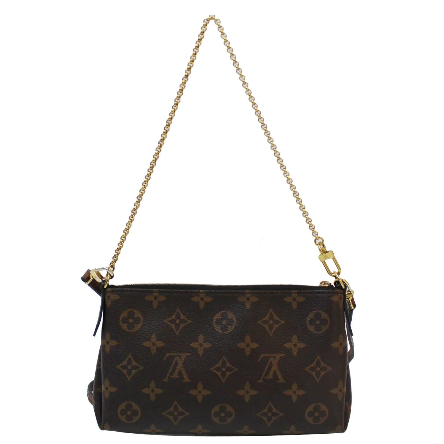 LOUIS VUITTON Pallas Monogram Canvas Clutch Crossbody Bag Brown