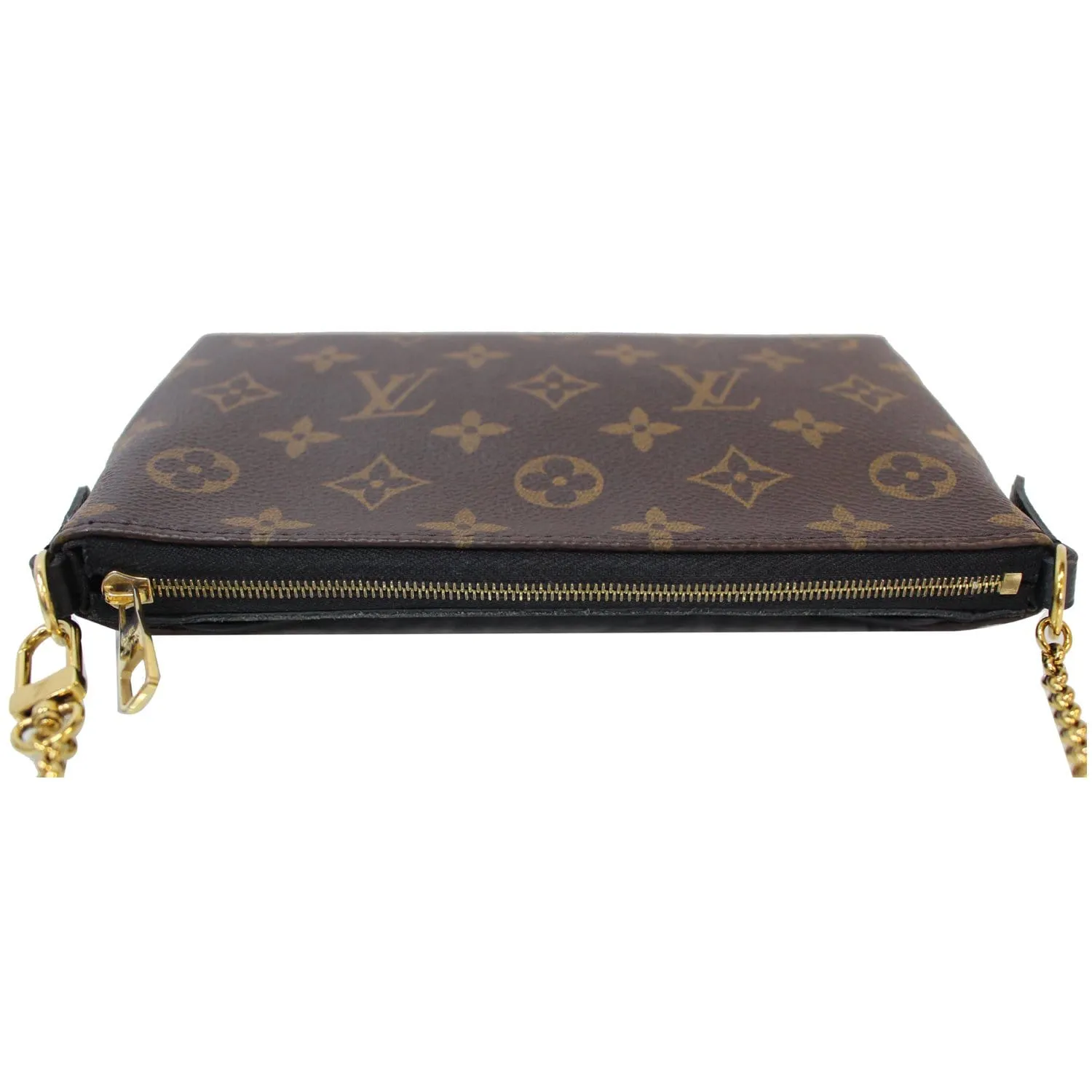 LOUIS VUITTON Pallas Monogram Canvas Clutch Crossbody Bag Brown