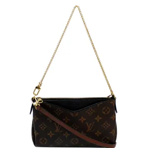 LOUIS VUITTON Pallas Monogram Canvas Clutch Crossbody Bag Brown