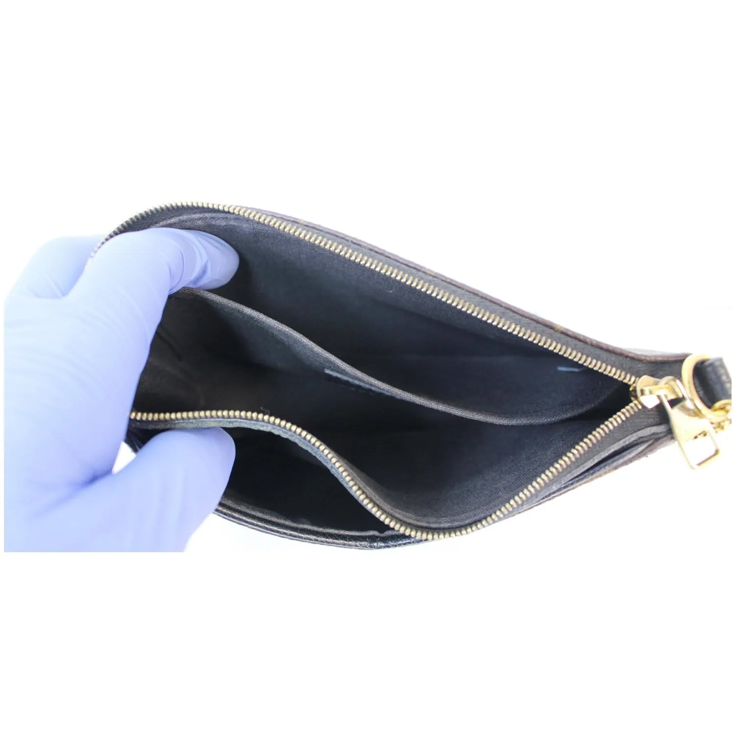LOUIS VUITTON Pallas Monogram Canvas Clutch Crossbody Bag Brown
