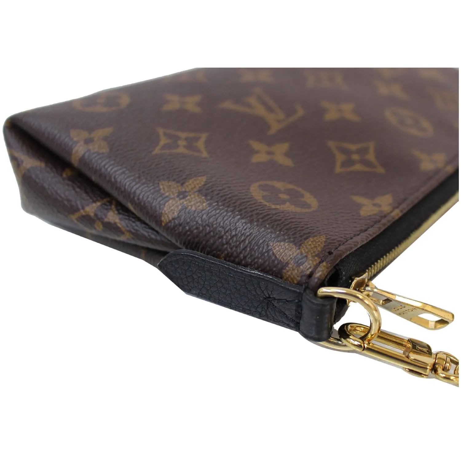 LOUIS VUITTON Pallas Monogram Canvas Clutch Crossbody Bag Brown