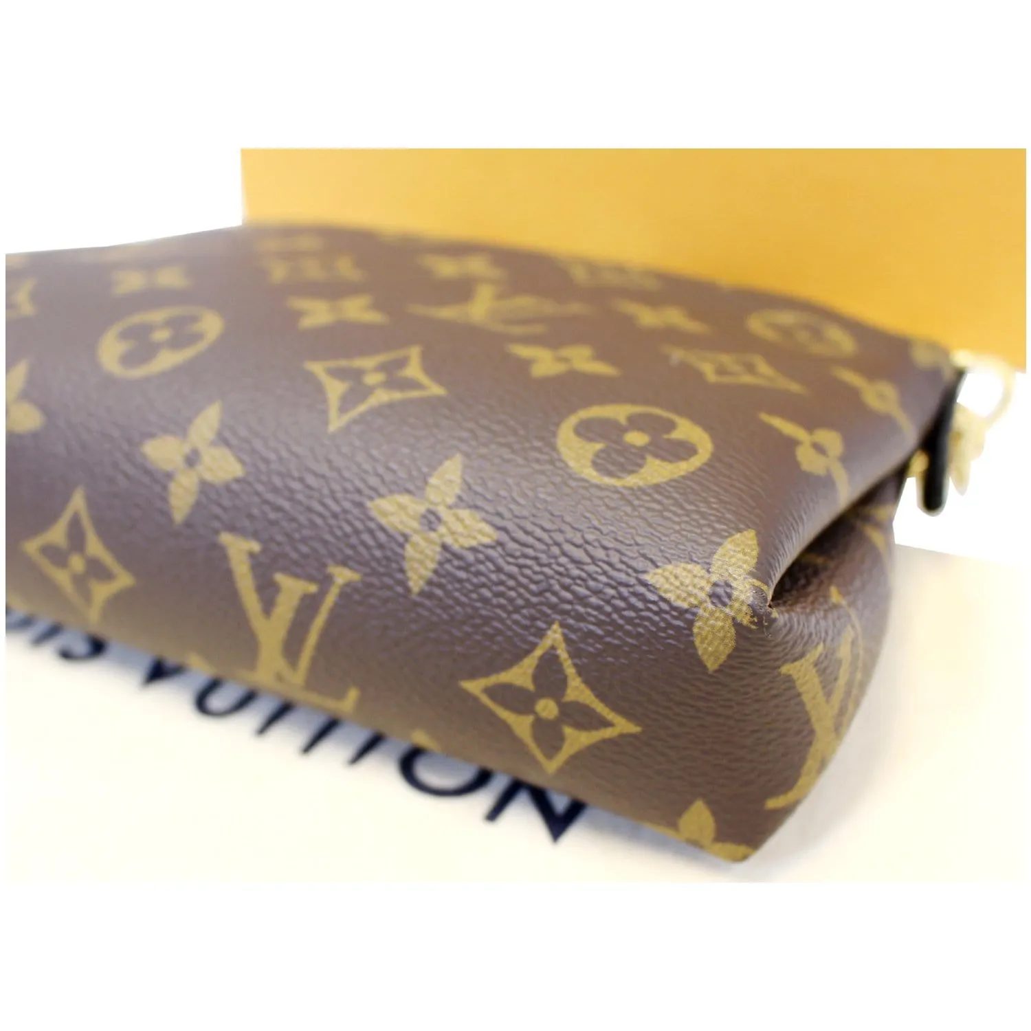 LOUIS VUITTON Pallas Monogram Canvas Clutch Crossbody Bag Brown/Black