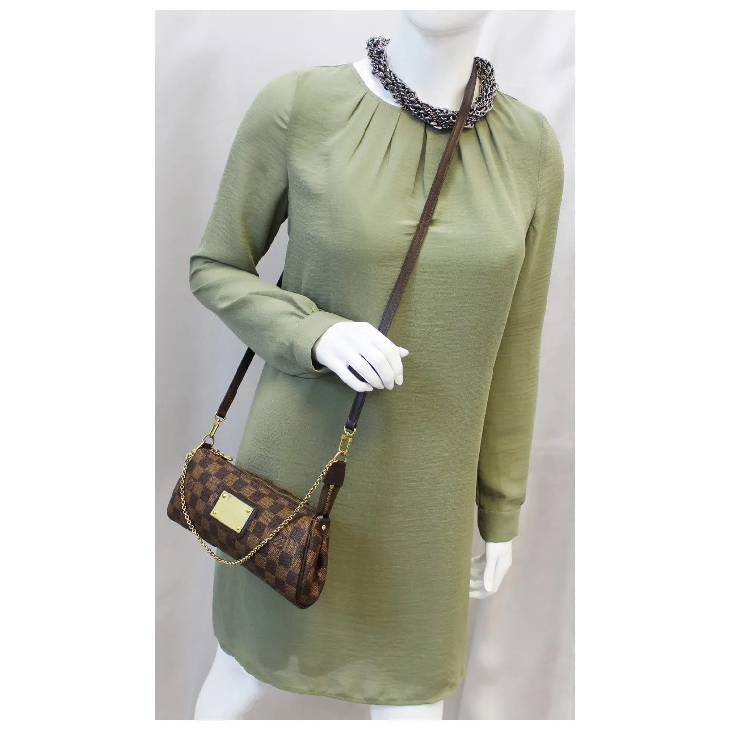 LOUIS VUITTON Pochette Eva Damier Ebene Shoulder Crossbody Bag