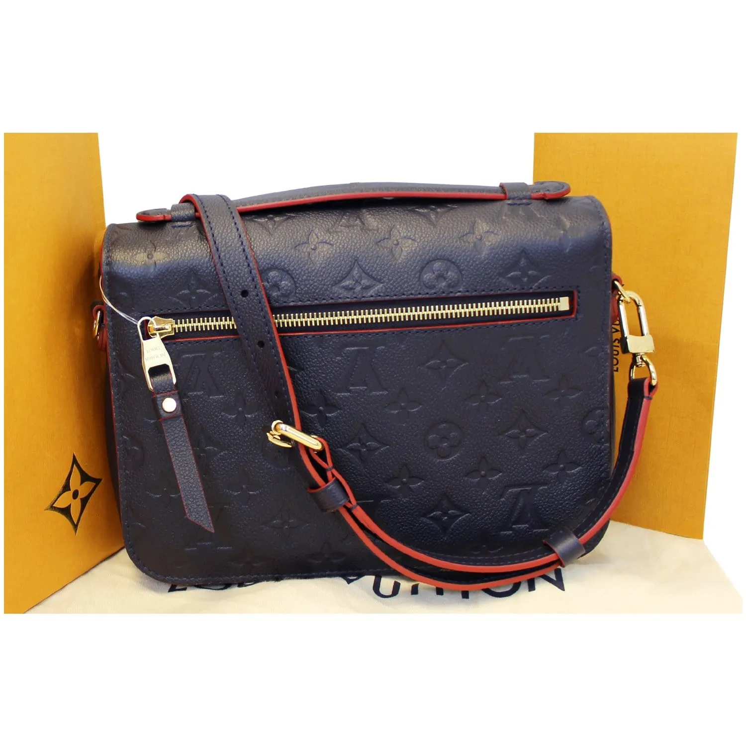 LOUIS VUITTON Pochette Metis Monogram Empreinte Shoulder Bag Marine Rouge