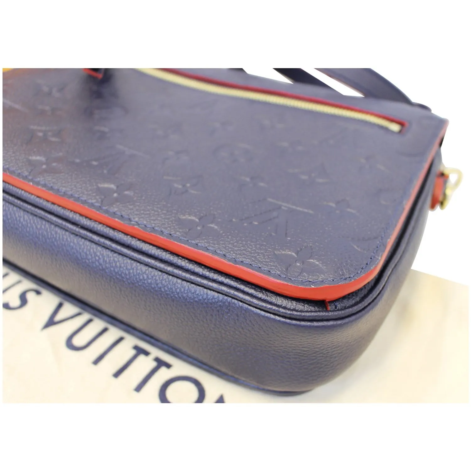 LOUIS VUITTON Pochette Metis Monogram Empreinte Shoulder Bag Marine Rouge