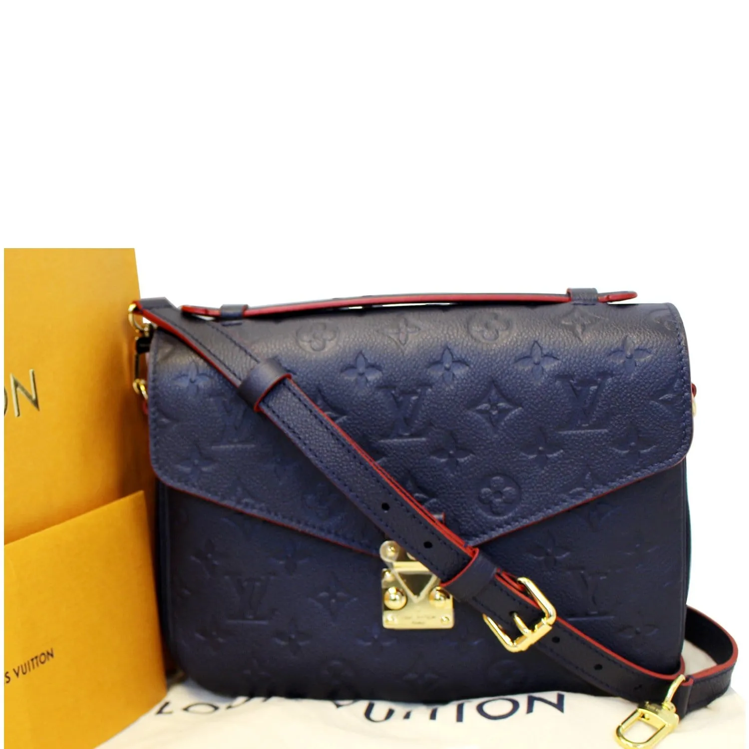 LOUIS VUITTON Pochette Metis Monogram Empreinte Shoulder Bag Marine Rouge