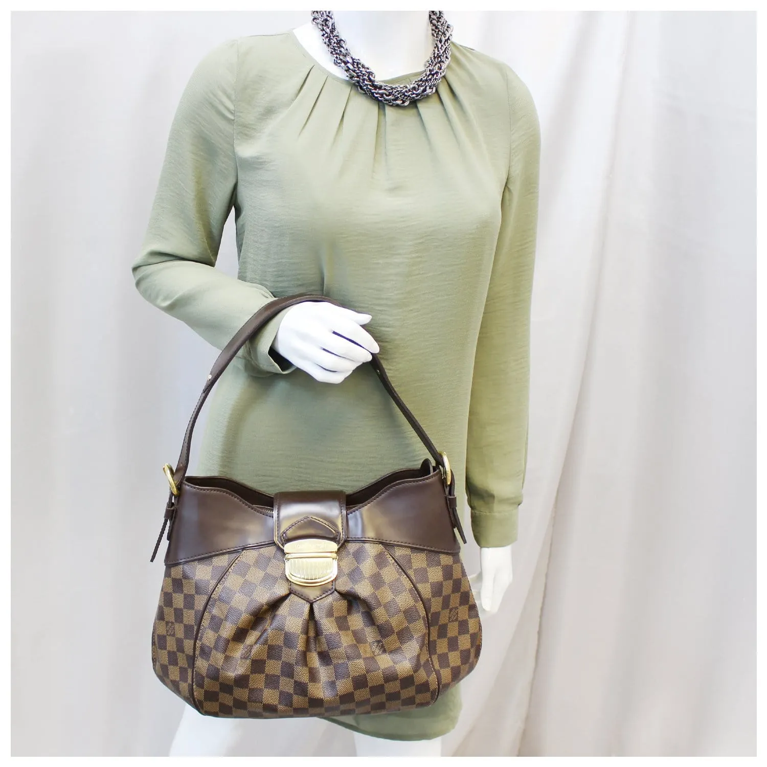 LOUIS VUITTON Sistina MM Damier Ebene Shoulder Bag
