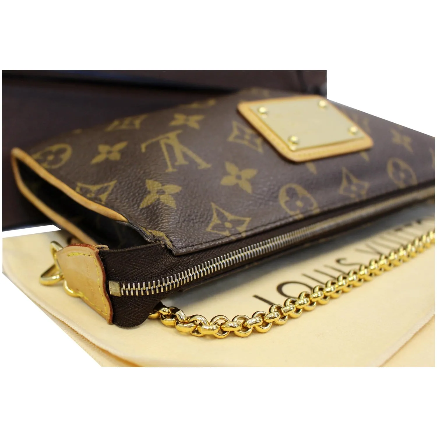 LOUIS VUITTON Sophie Monogram Canvas Clutch Crossbody Bag Brown