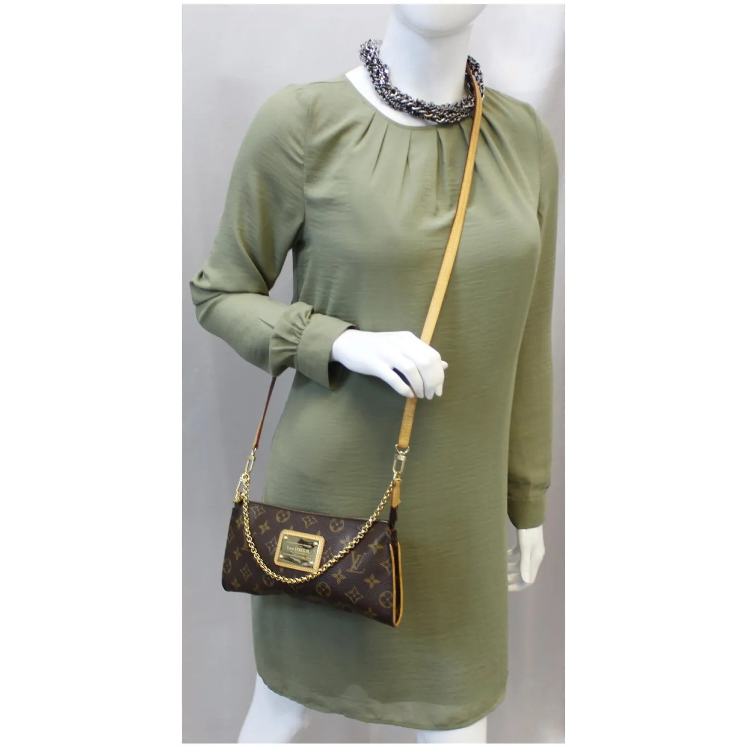 LOUIS VUITTON Sophie Monogram Canvas Clutch Crossbody Bag Brown