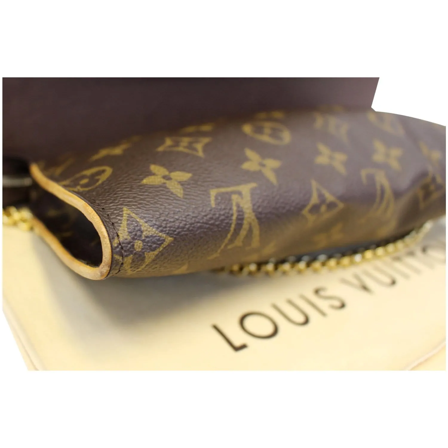 LOUIS VUITTON Sophie Monogram Canvas Clutch Crossbody Bag Brown