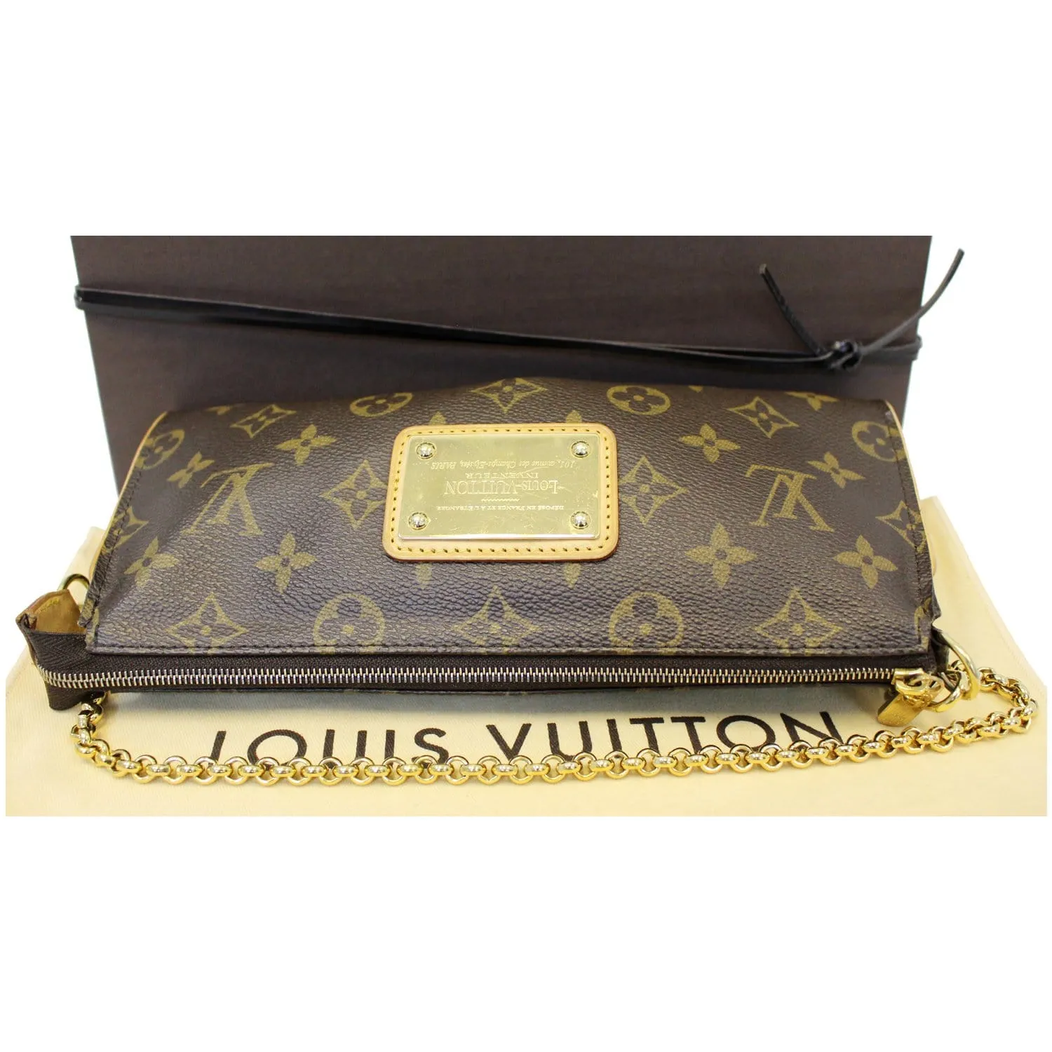 LOUIS VUITTON Sophie Monogram Canvas Clutch Crossbody Bag Brown
