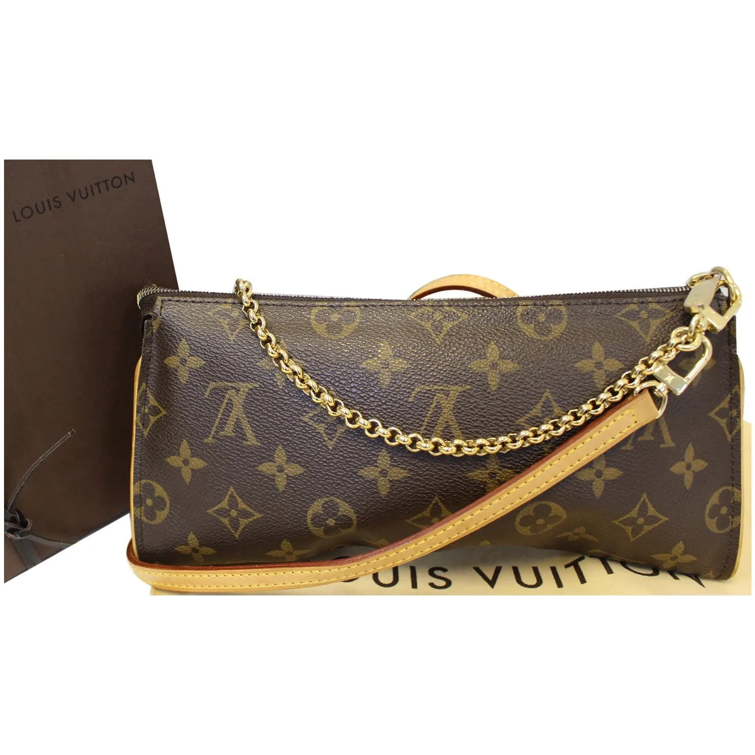 LOUIS VUITTON Sophie Monogram Canvas Clutch Crossbody Bag Brown
