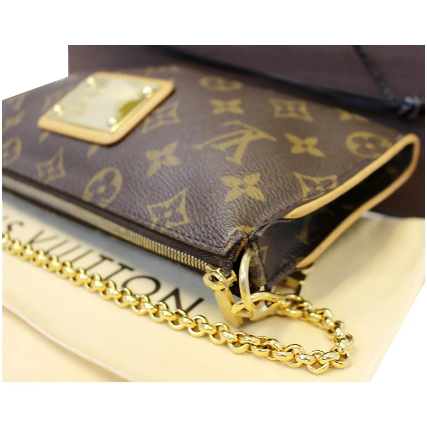 LOUIS VUITTON Sophie Monogram Canvas Clutch Crossbody Bag Brown
