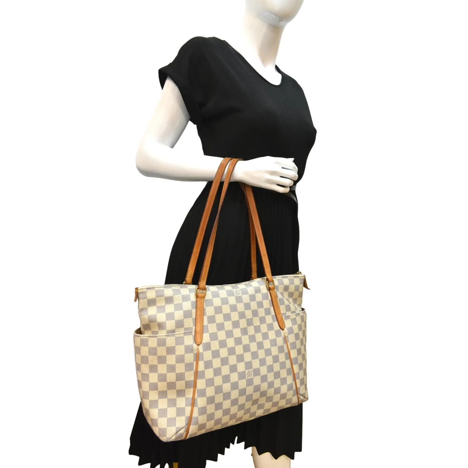 LOUIS VUITTON Totally MM Damier Azur Shoulder Bag White