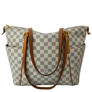 LOUIS VUITTON Totally MM Damier Azur Shoulder Bag White