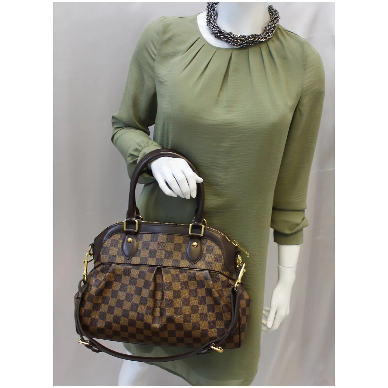LOUIS VUITTON Trevi PM Damier Ebene Shoulder Bag Brown