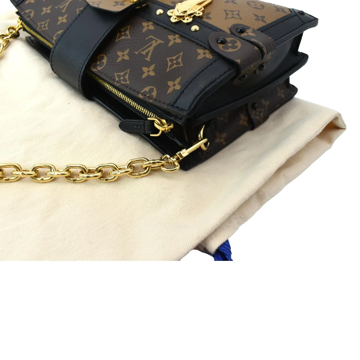 LOUIS VUITTON Trunk Clutch Reverse Monogram Crossbody Bag Brown