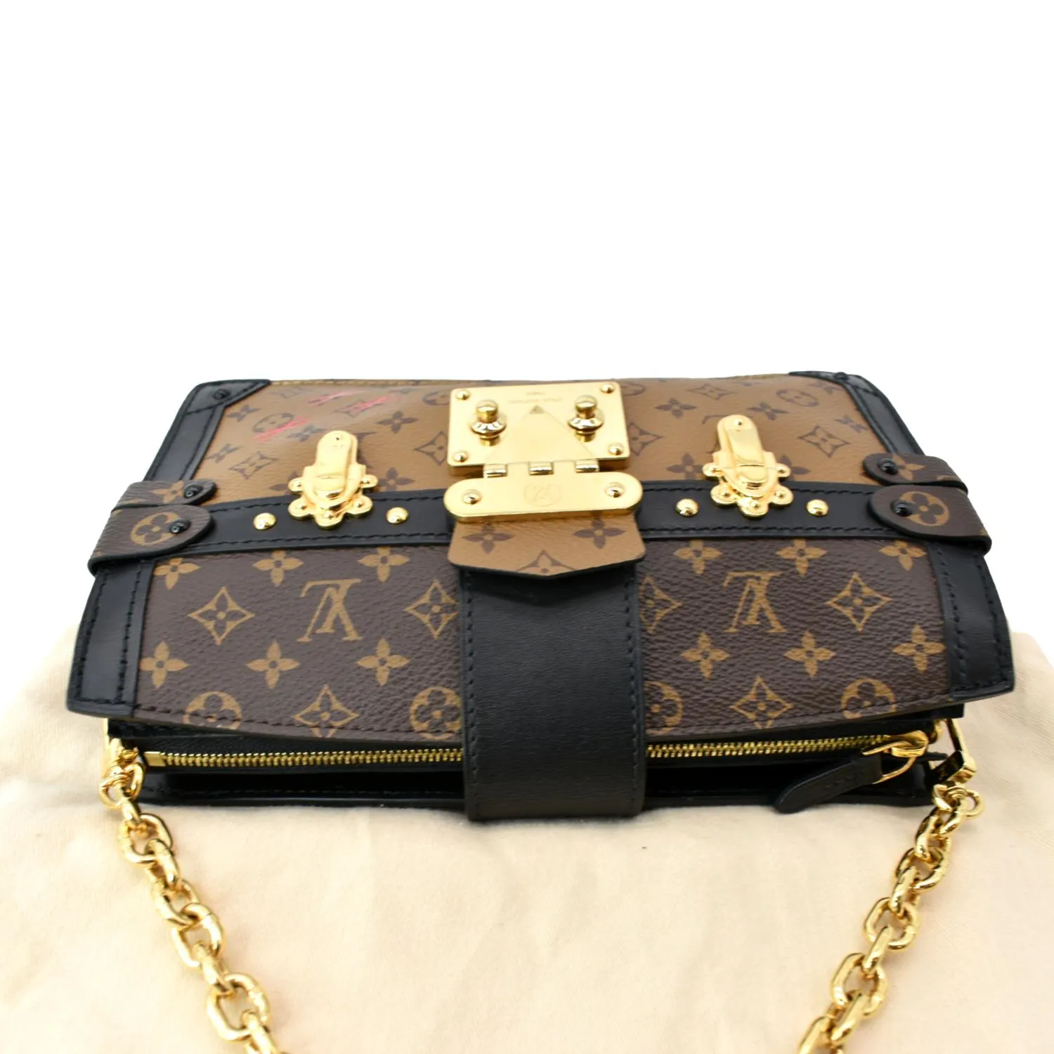 LOUIS VUITTON Trunk Clutch Reverse Monogram Crossbody Bag Brown