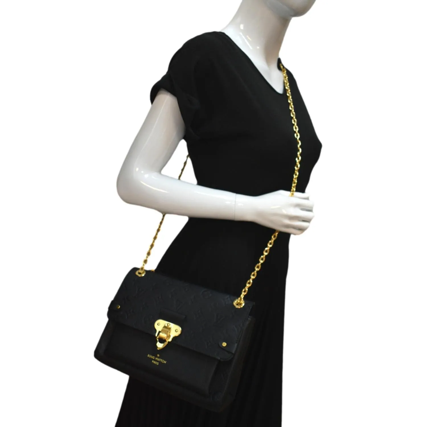 LOUIS VUITTON Vavin PM Monogram Empreinte Leather Shoulder Bag Black  - New Year Deals