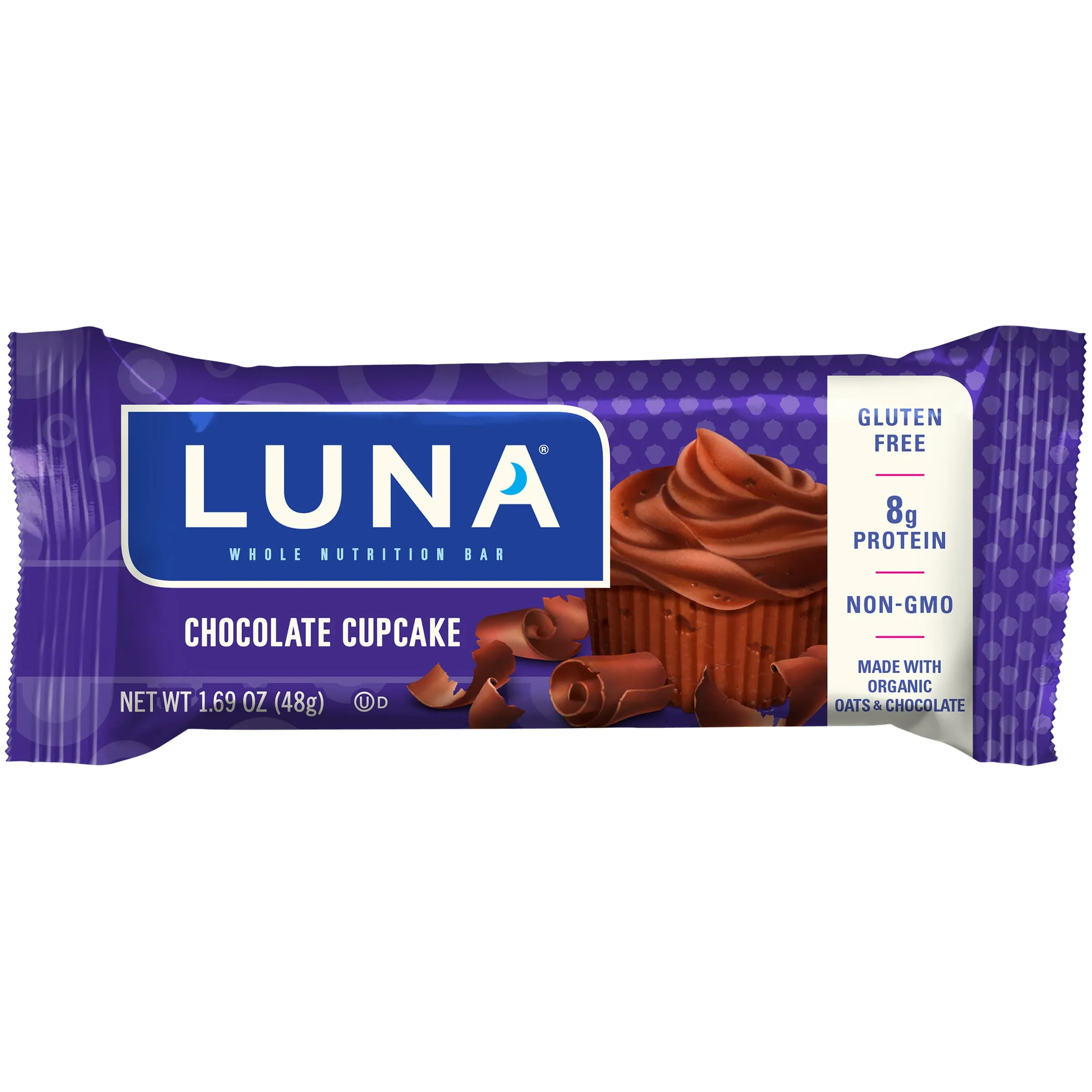 LUNA BAR Snack Bars, Gluten Free, Chocolate Cupcake Flavor, 15 Ct, 1.69 oz