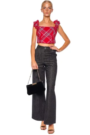 Maryjane Plaid Taffeta Cropped Top