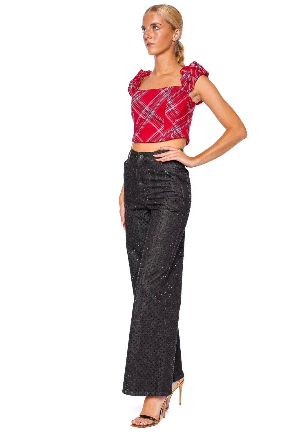 Maryjane Plaid Taffeta Cropped Top
