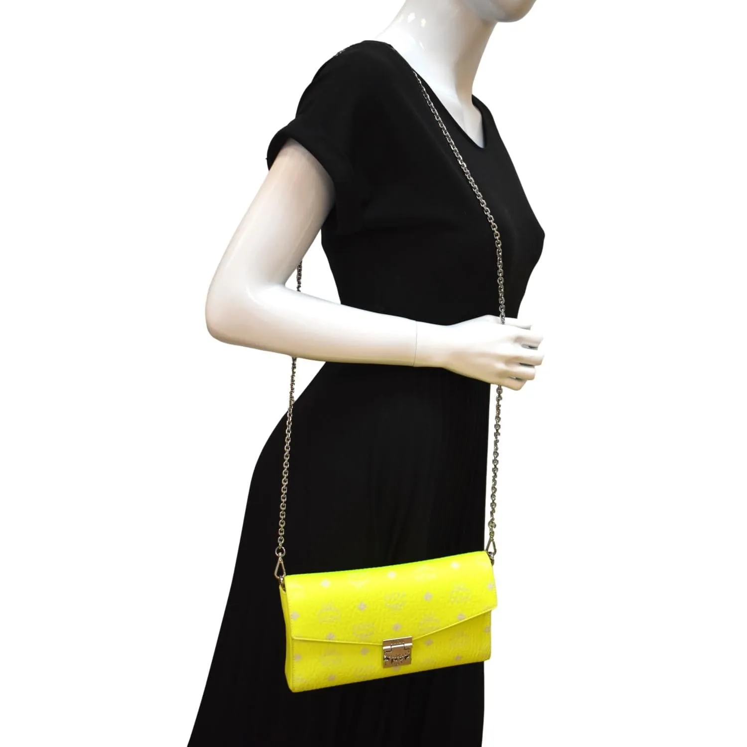 MCM Millie Monogram Visetos Crossbody Bag Neon Yellow