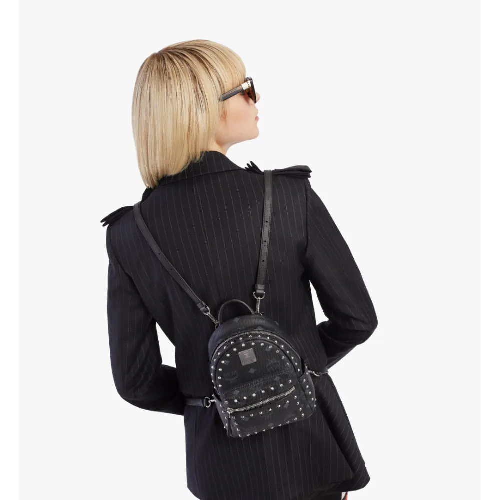 MCM Stark Bebe Boo Backpack in Studded Outline Visetos