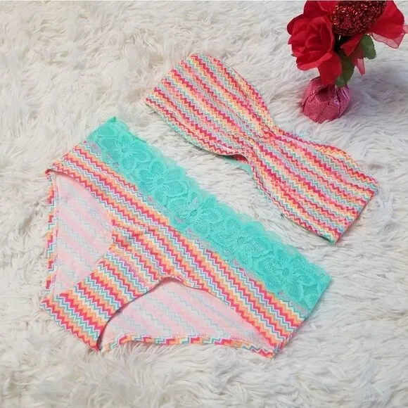 MEDIUM PINK Victoria's Secret Bandeau Bralette Set