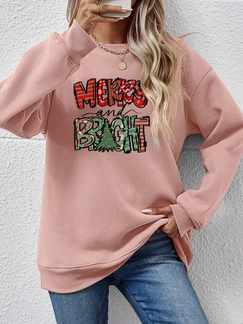 MERRY AND BRIGHT Long Sleeve Sweatshirt (9 Colors)