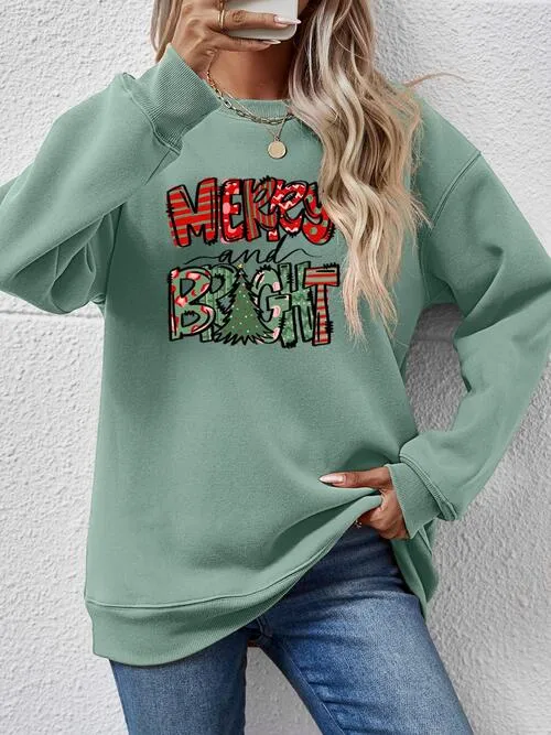 MERRY AND BRIGHT Long Sleeve Sweatshirt (9 Colors)