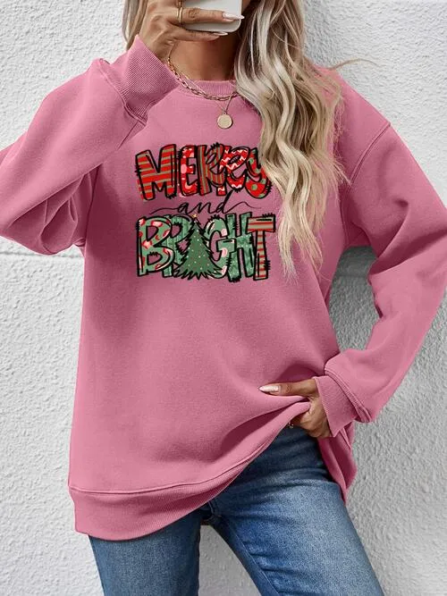 MERRY AND BRIGHT Long Sleeve Sweatshirt (9 Colors)
