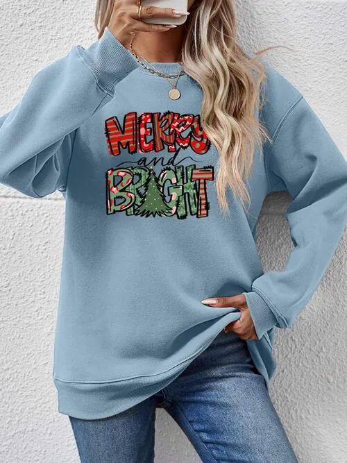 MERRY AND BRIGHT Long Sleeve Sweatshirt (9 Colors)