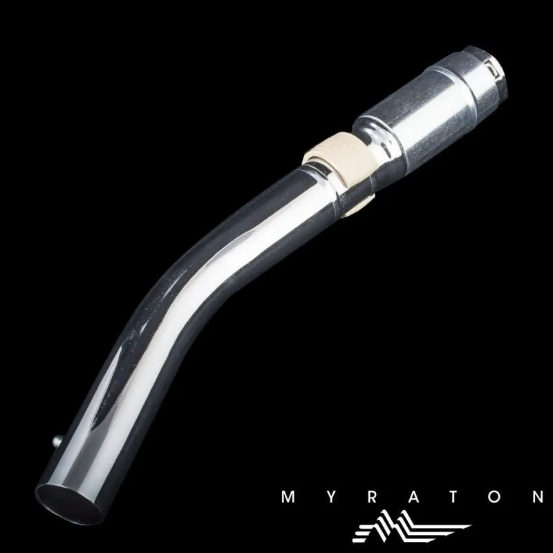 Metal Oreck Curved Hose Handle Swivel With 1 1/4" Button Lock Air Relief 1 1/2" Cuff End