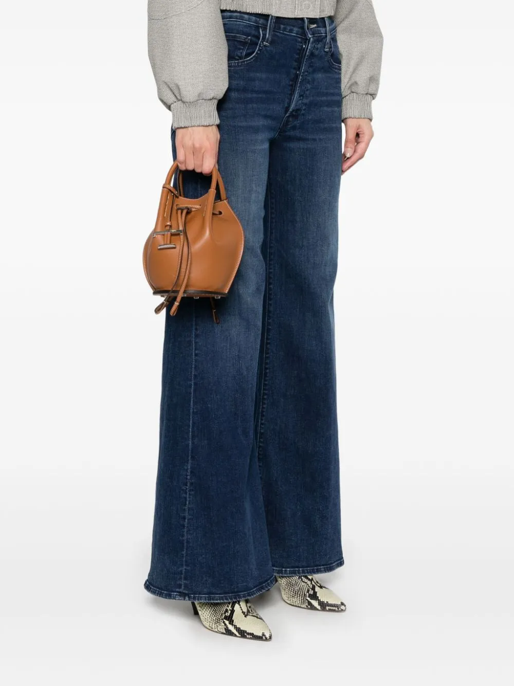 Mini leather bucket bag