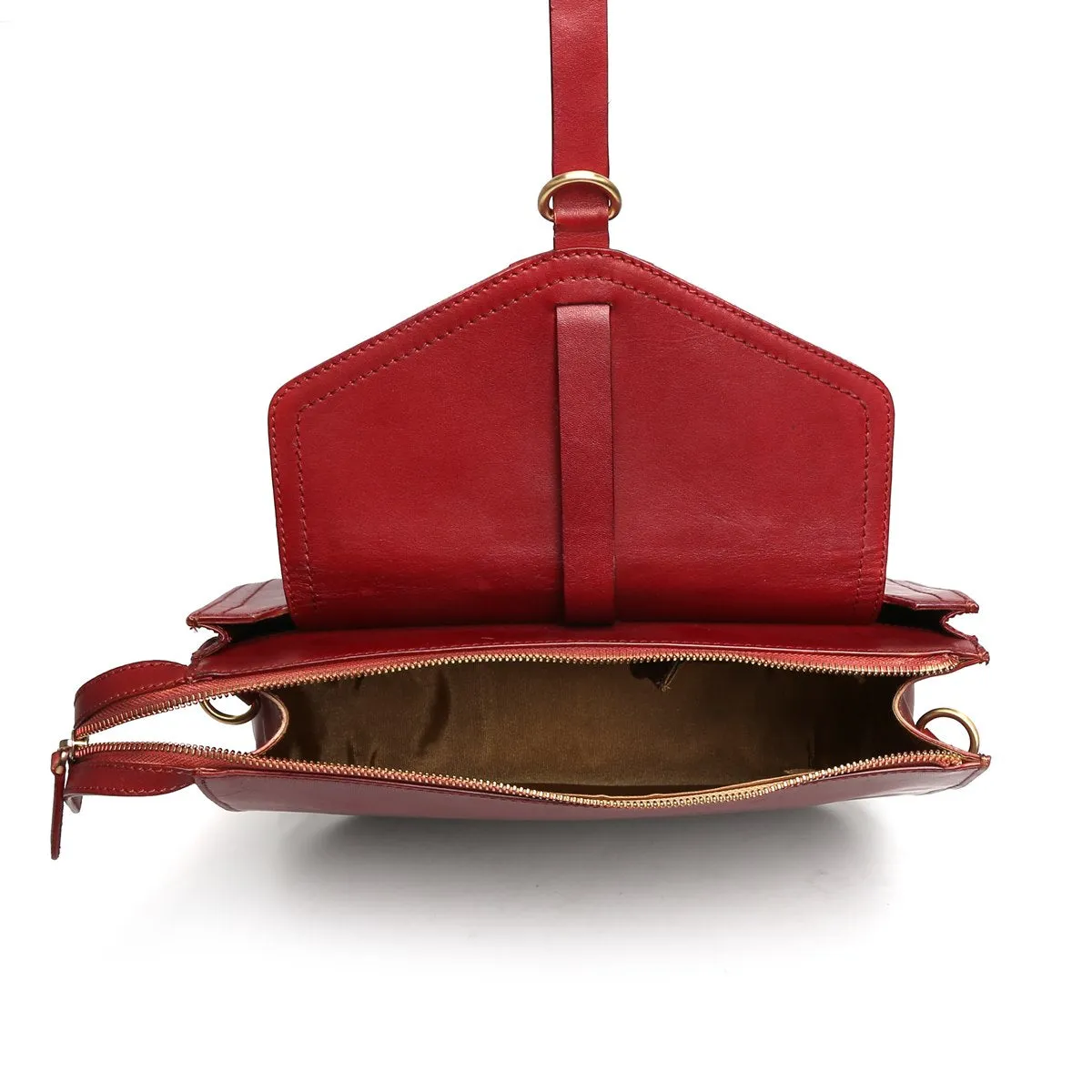 Modern Red Leather Sleek Look Ladies Bag By Brune & Bareskin