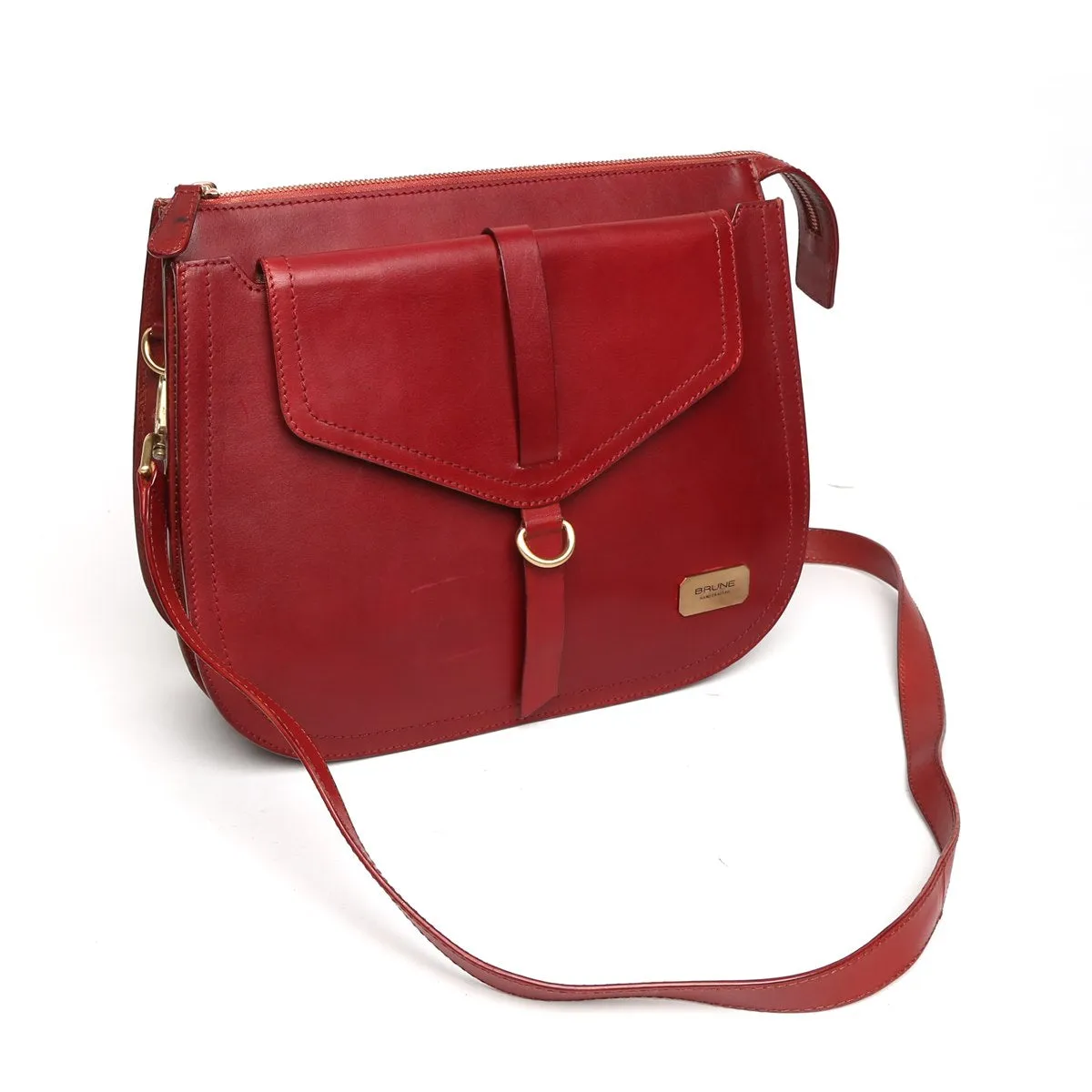 Modern Red Leather Sleek Look Ladies Bag By Brune & Bareskin