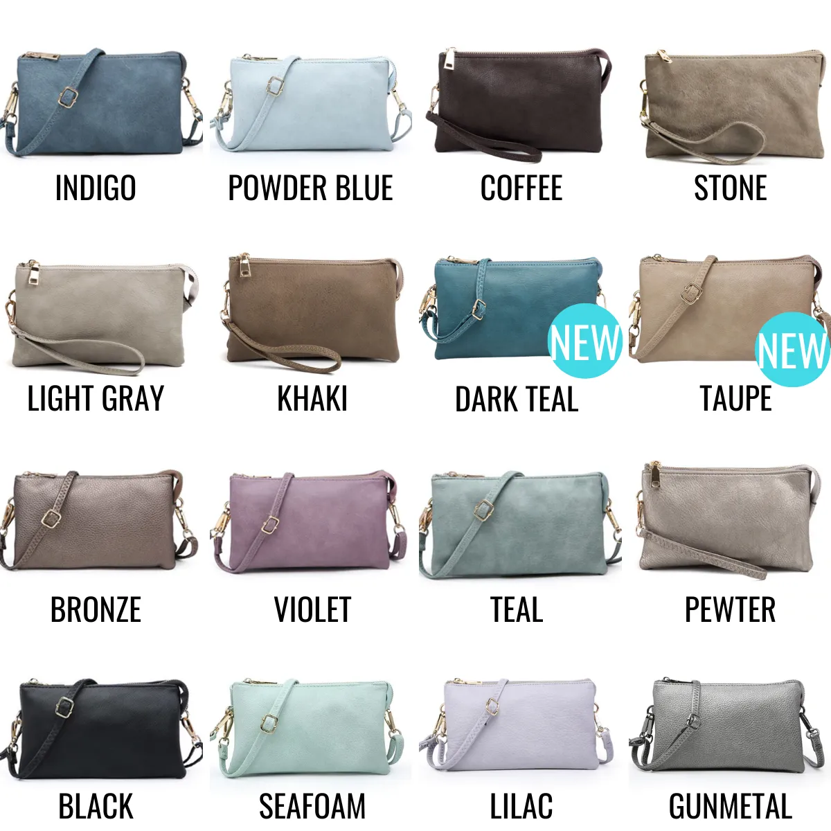 Monogrammed Vegan Leather Clutch 3 Compartment Crossbody Purse Bridesmaid Gift - 30  Colors