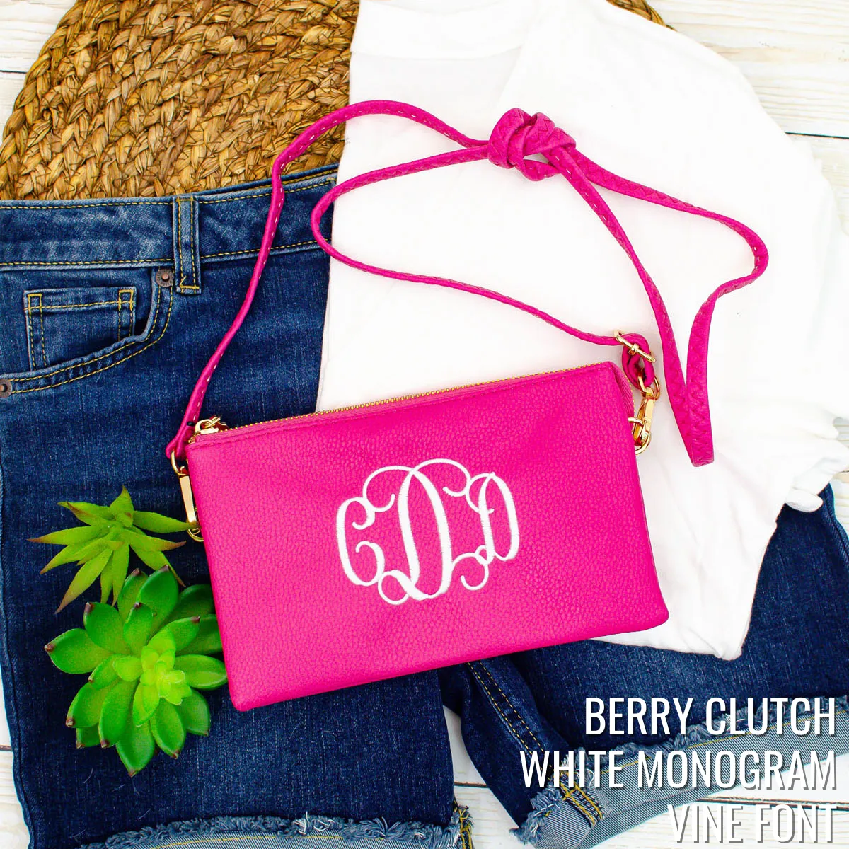 Monogrammed Vegan Leather Clutch 3 Compartment Crossbody Purse Bridesmaid Gift - 30  Colors