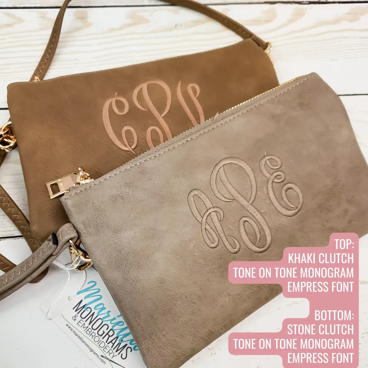 Monogrammed Vegan Leather Clutch 3 Compartment Crossbody Purse Bridesmaid Gift - 30  Colors