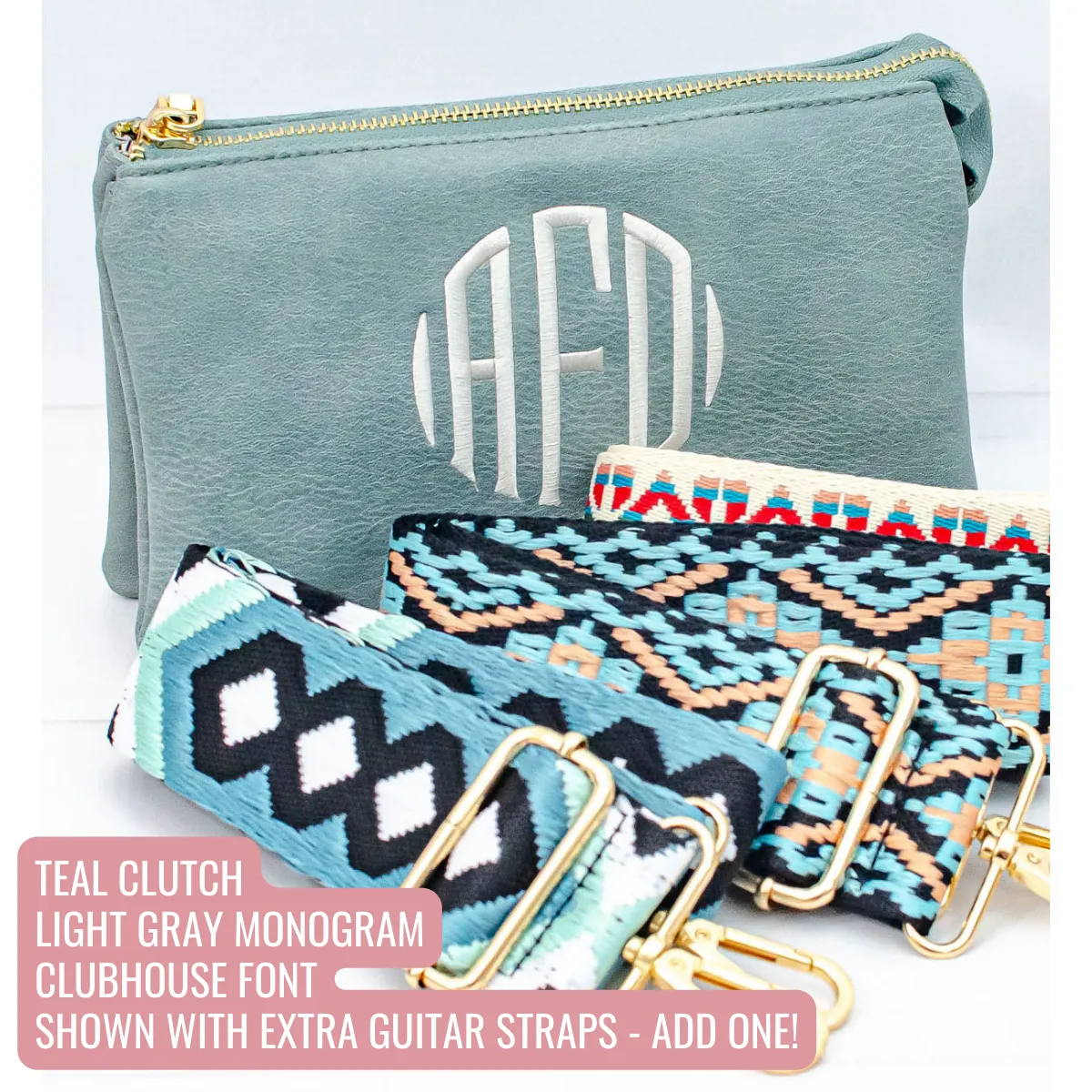 Monogrammed Vegan Leather Clutch 3 Compartment Crossbody Purse Bridesmaid Gift - 30  Colors
