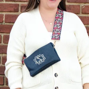 Monogrammed Vegan Leather Clutch 3 Compartment Crossbody Purse Bridesmaid Gift - 30  Colors