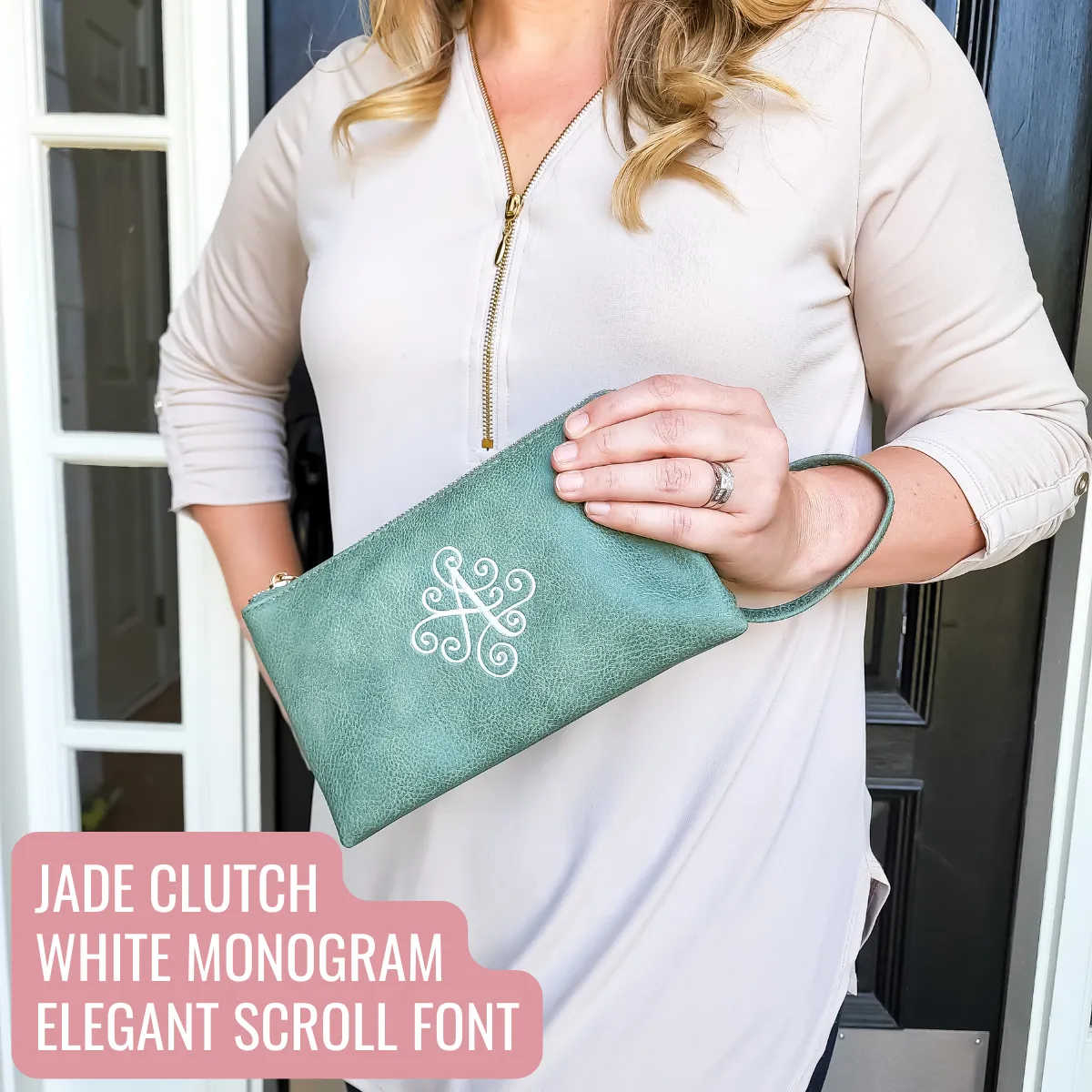 Monogrammed Vegan Leather Clutch 3 Compartment Crossbody Purse Bridesmaid Gift - 30  Colors