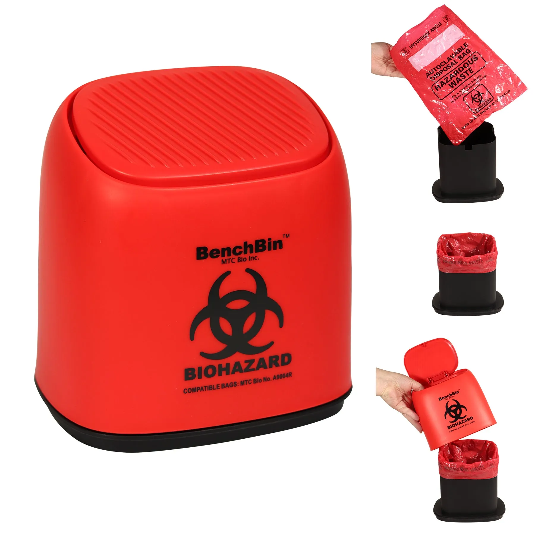 MTC Bio A8403-SK BenchBin 3L™ Starter Kit,1 bin and 400 autoclave bags (10×12.5in.), 1/kit