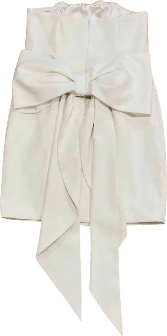 Nadine Merabi Emiliee White Mini Dress With Bow & Detachable Sleeve UK XS