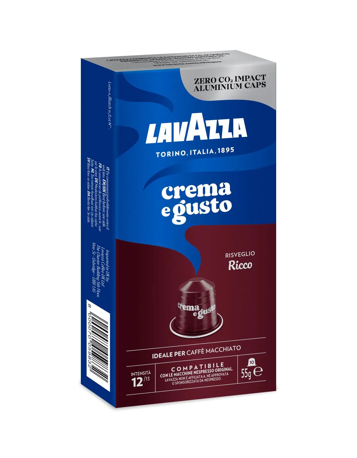 Nespresso Compatible Lavazza Crema e Gusto Ricco 20 Coffee Capsules