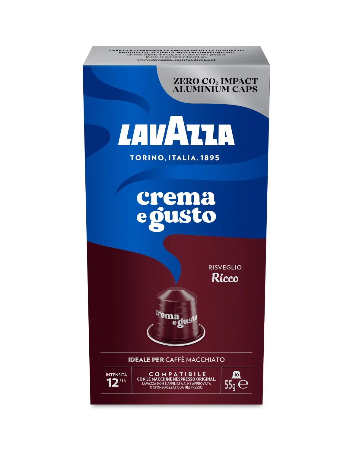 Nespresso Compatible Lavazza Crema e Gusto Ricco 20 Coffee Capsules