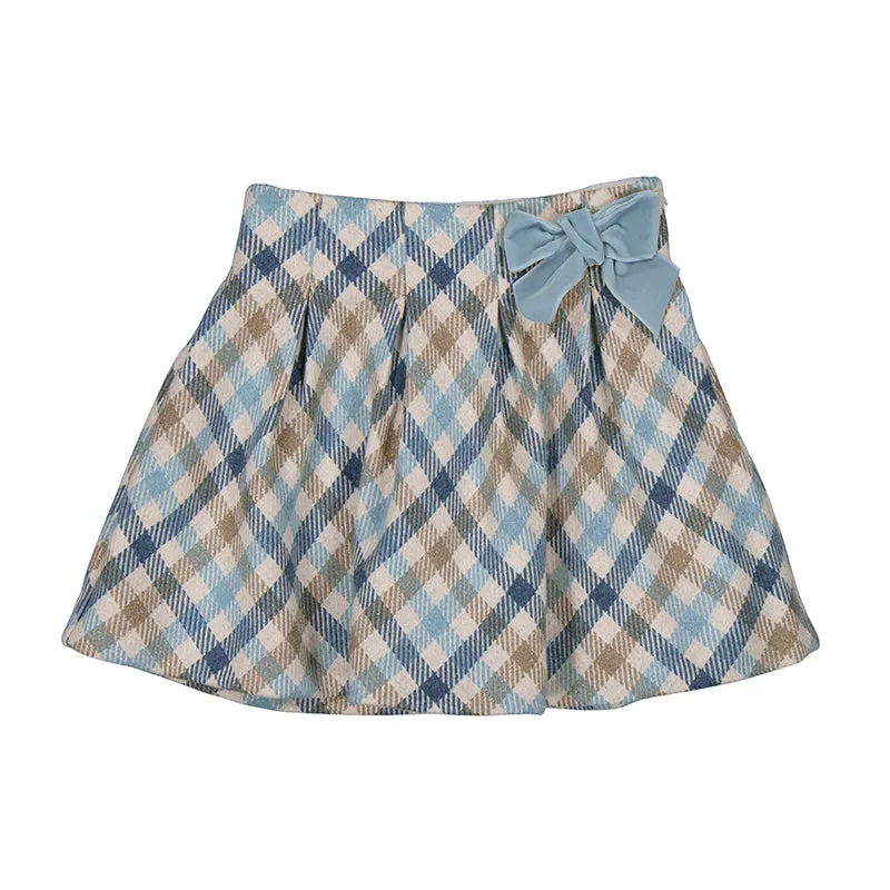 NEW AW24 Mayoral checked skirt set 4065/4901 sky blue 38/12