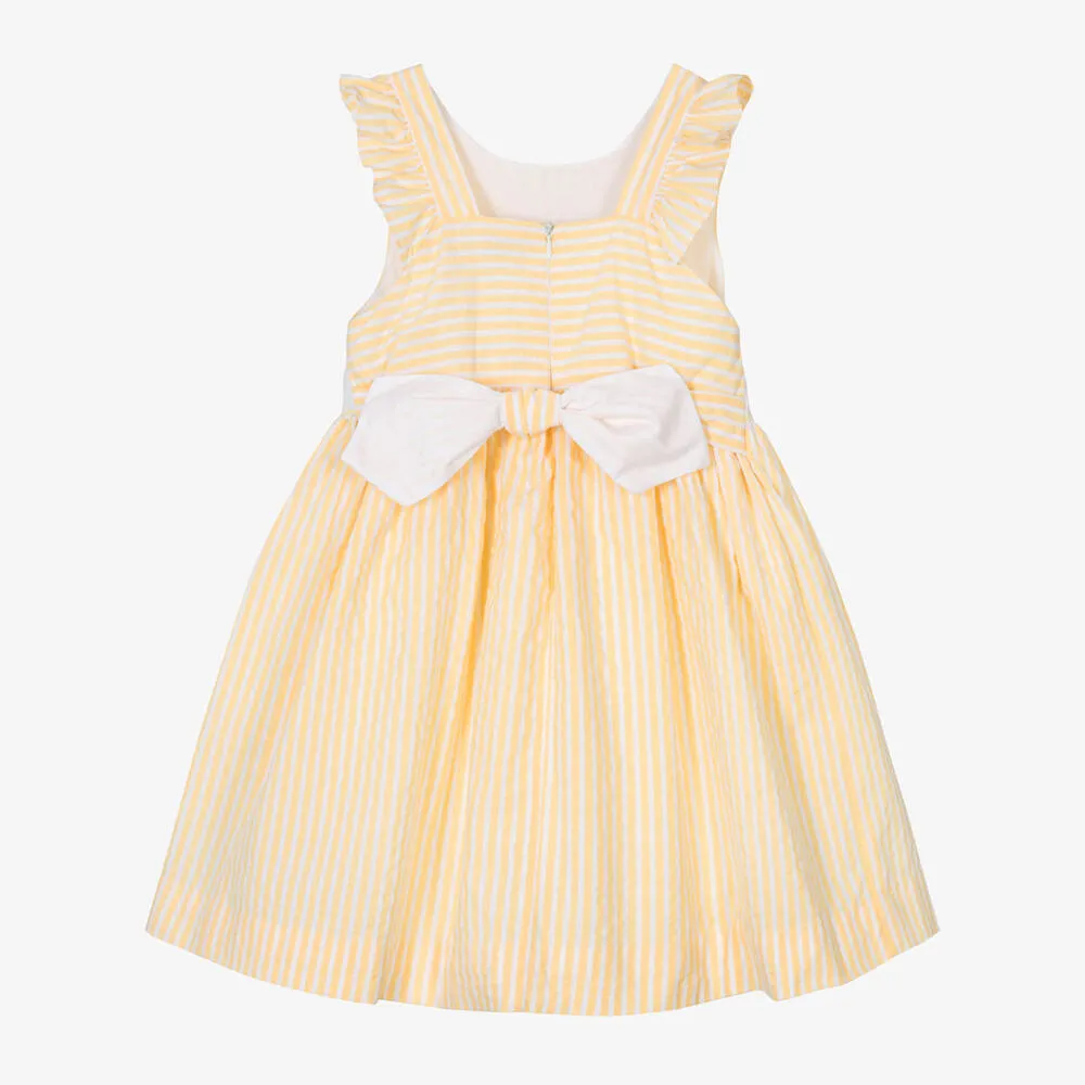 NEW SS24 Kidiwi Girls Begonia Lemon Seersucker Smocked Dress