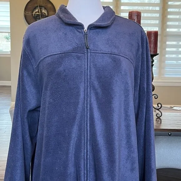 NWT LL Bean Women’s Plus Size 3X Full Zip Winter Fleece Warm Robe Bright Navy